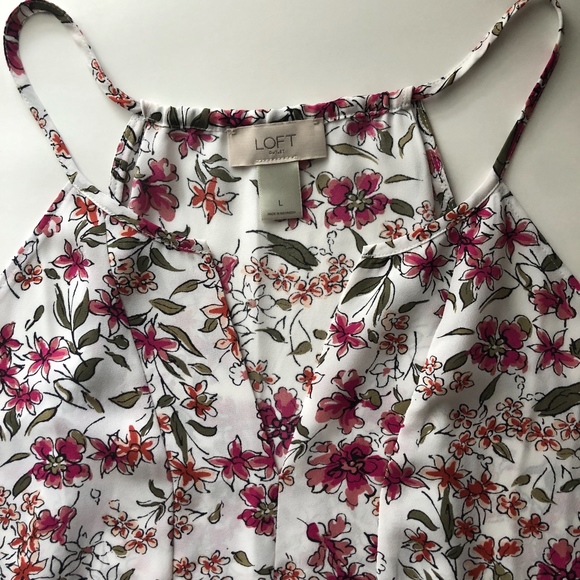 LOFT Tops - LOFT Sz L fits 8-12 Rose Ivory Green Floral Cami